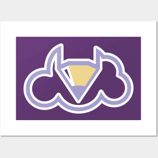 Pencil cloud sticker logo design. Education logo concept. Cloud education logo vector, cloud and pencil sticker design icon. Posters and Art